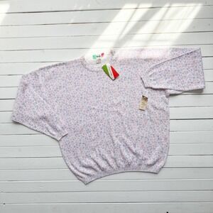 Made in Italy 80s vtg pastel pink purple floral‎ oversized sweater size M